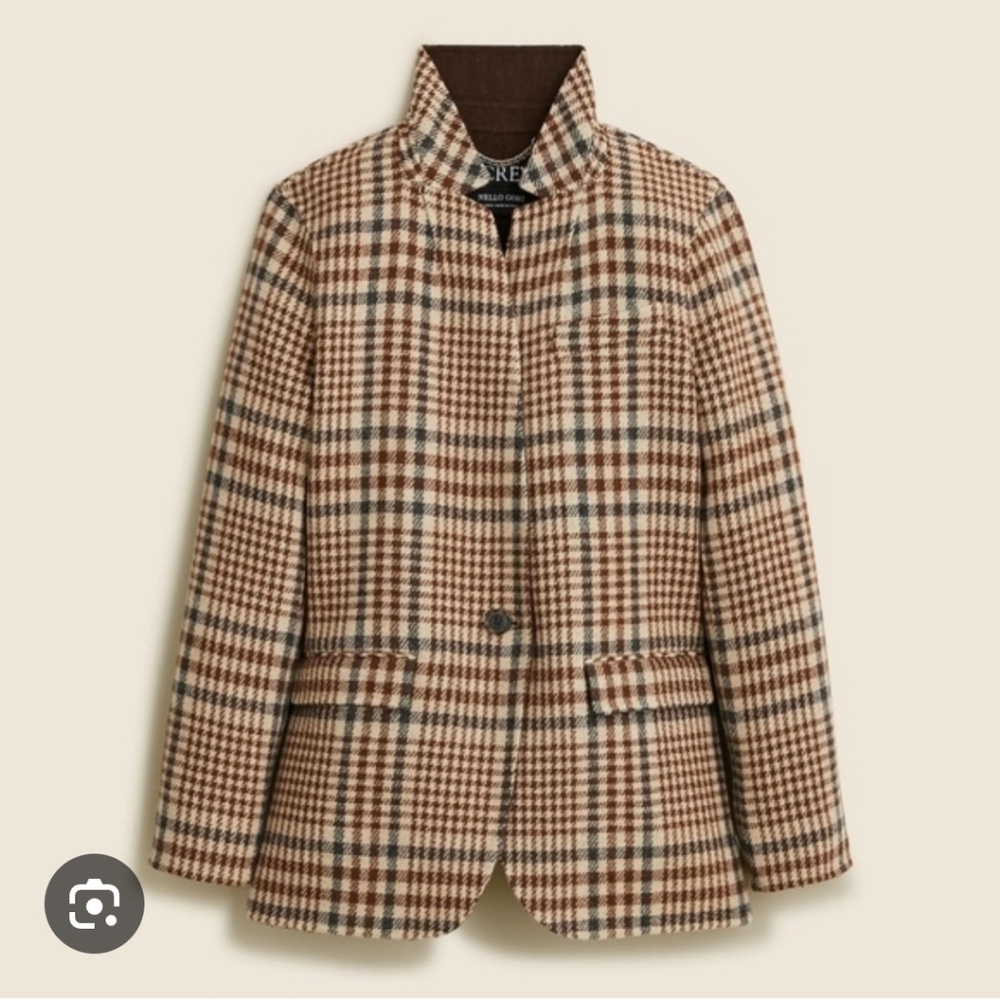 JCREW Leighton Blazer-Jacket in Plaid Double-Faced Wool Blend $348 BT383 Size 14